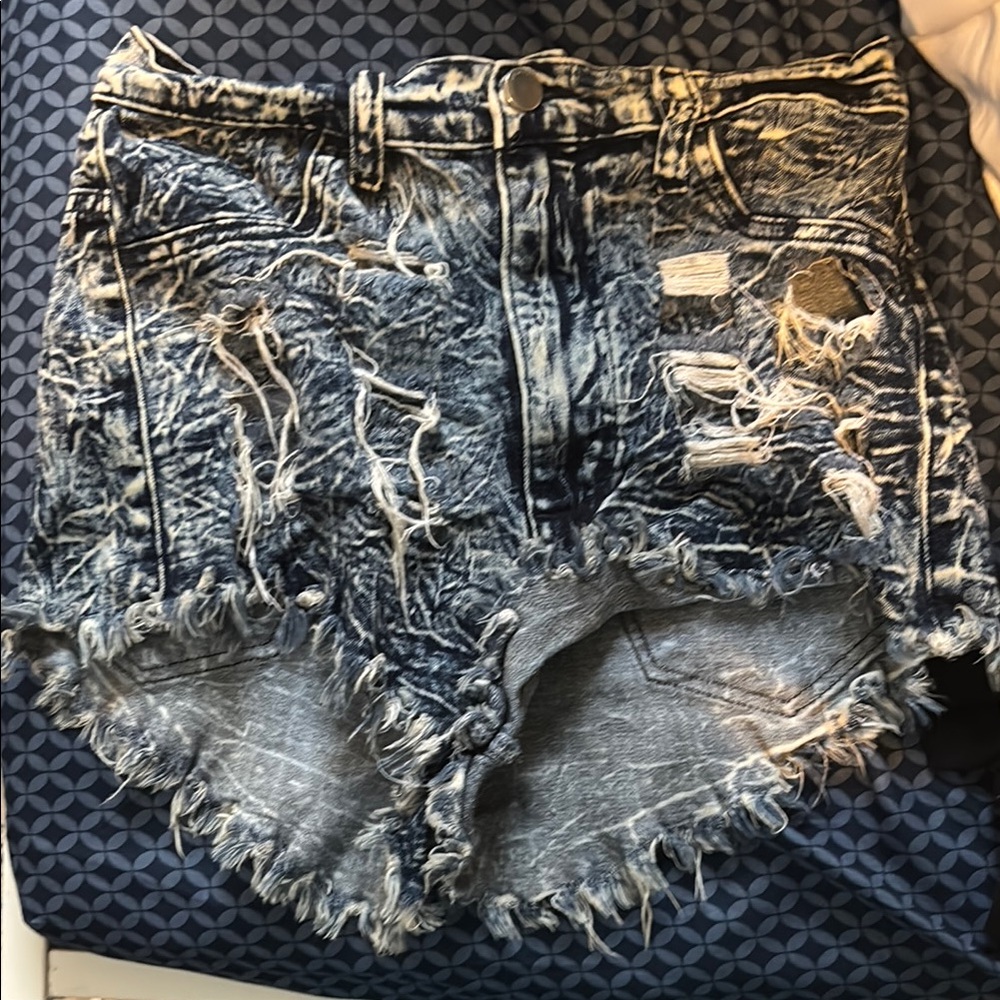Aphrodite Blue Jean Shorts Distressed High-Waisted
